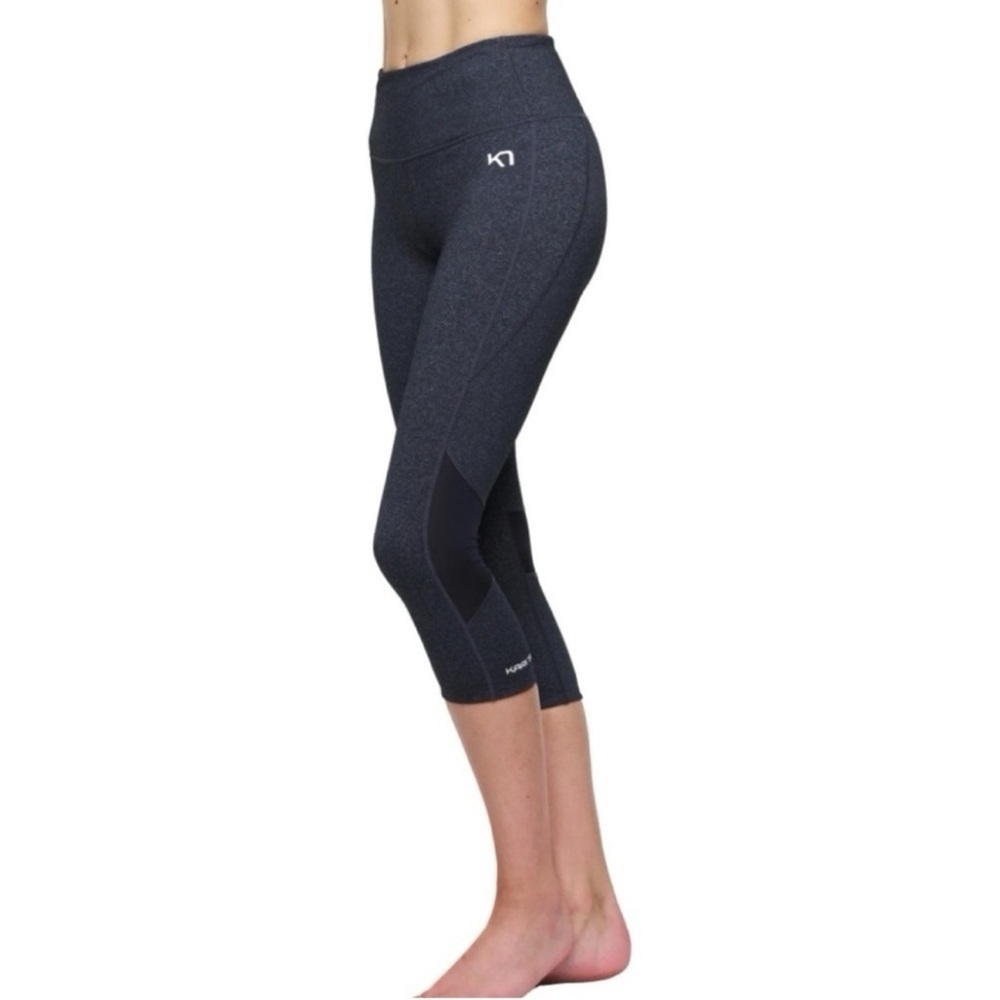 Kari Traa Women Gray High Waist Crop Legging SMALL Activewear Yoga Athleisure